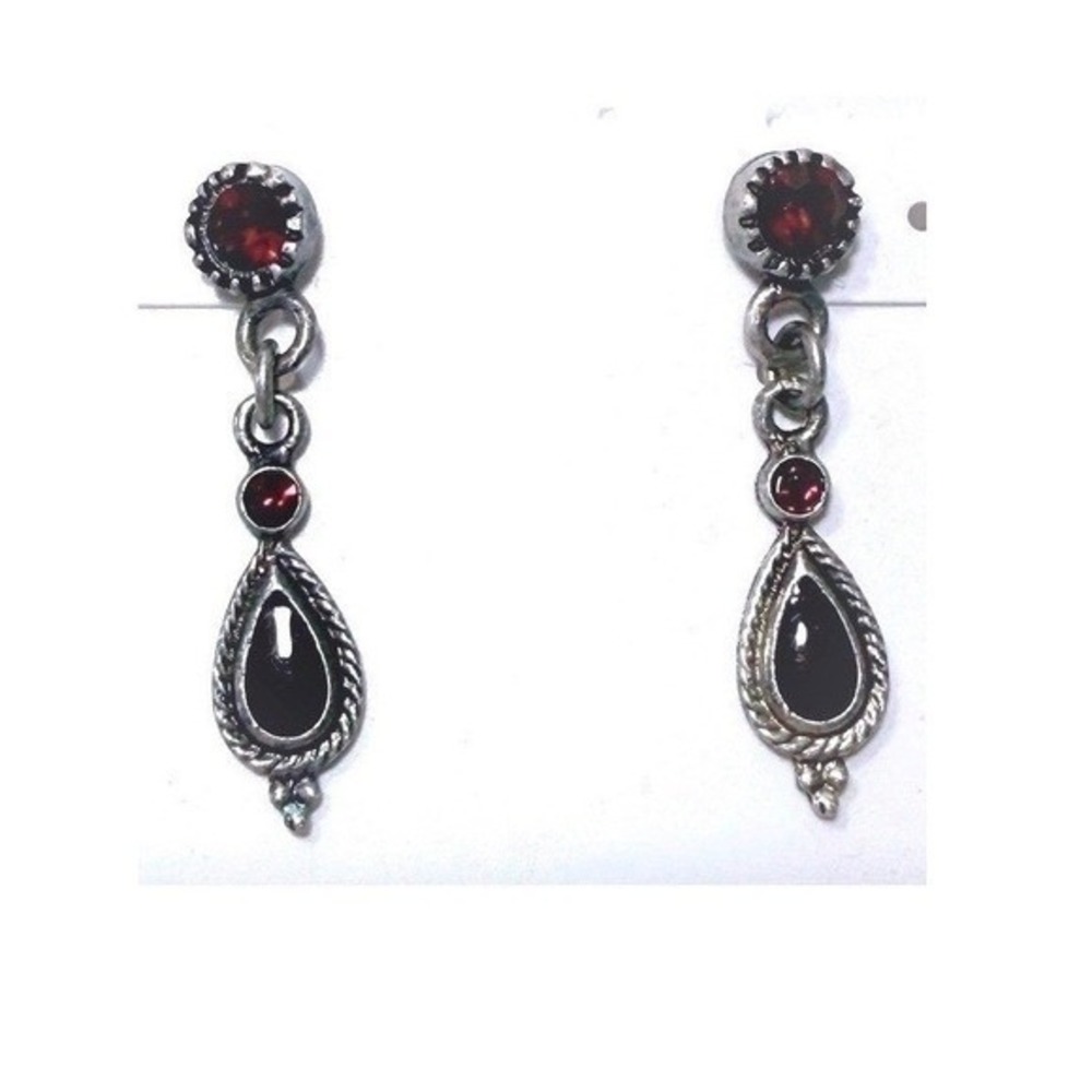 Ethel & Myrtle Earrings Drop Bohemian Red Silver Women